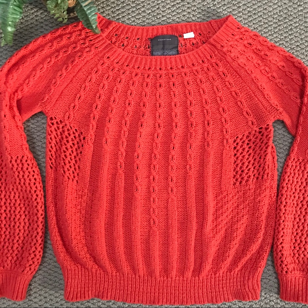 Anthropologie Guineviere Orange Red Sweater L